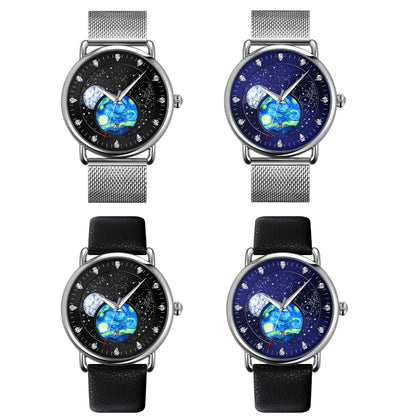 SKMEI 9283 Stainless Steel Buckle Glass Mirror Waterproof Quartz Watch, Shape:Steel Belt(Blue) - Other Watches by SKMEI | Online Shopping South Africa | PMC Jewellery | Buy Now Pay Later Mobicred