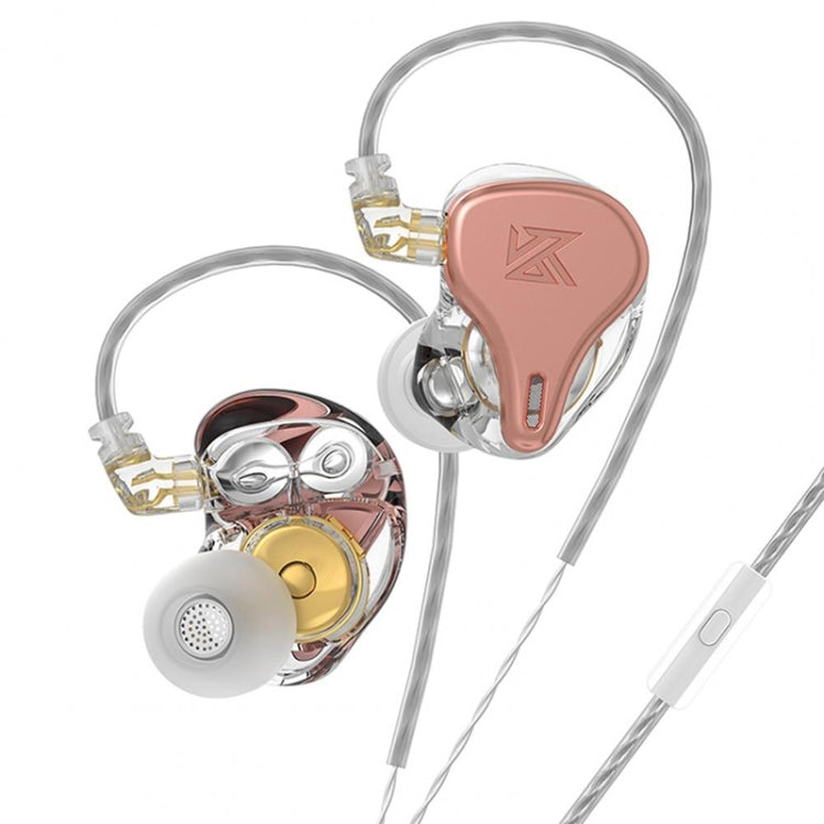 KZ-DQ6S 1.2m Three-Unit Dynamic Subwoofer In-Ear Headphones, Style:With Microphone(Pink) - In Ear Wired Earphone by KZ | Online Shopping South Africa | PMC Jewellery | Buy Now Pay Later Mobicred