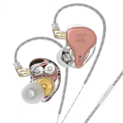 KZ-DQ6S 1.2m Three-Unit Dynamic Subwoofer In-Ear Headphones, Style:With Microphone(Pink) - In Ear Wired Earphone by KZ | Online Shopping South Africa | PMC Jewellery | Buy Now Pay Later Mobicred