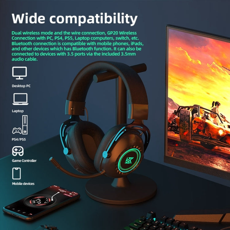 KZ-GP20 Bluetooth/2.4G Dual Mode Gaming RGB Lighting Headphones(Black) - Headset & Headphone by KZ | Online Shopping South Africa | PMC Jewellery | Buy Now Pay Later Mobicred