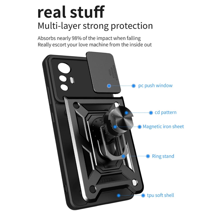 For Xiaomi 12 Lite Sliding Camera Design TPU + PC Phone Case(Black) - Xiaomi Cases by PMC Jewellery | Online Shopping South Africa | PMC Jewellery