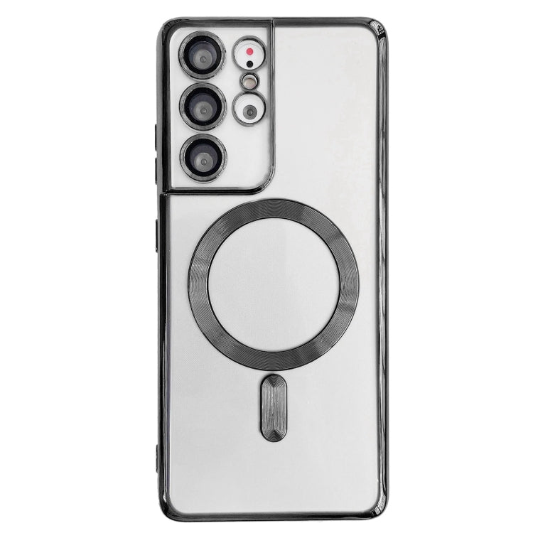 For Samsung Galaxy S22 5G Electroplated Frame MagSafe Magnetic Phone Case(Black) - Galaxy S22 5G Cases by PMC TechLife | Online Shopping South Africa | PMC TechLife