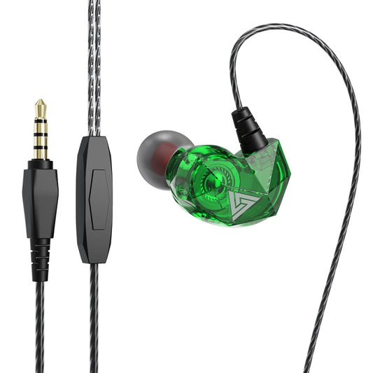 QKZ AK2 Sports In-ear Wired HiFi Sound Heavy Bass 3.5mm Earphone with Mic(Green) - In Ear Wired Earphone by QKZ | Online Shopping South Africa | PMC Jewellery | Buy Now Pay Later Mobicred