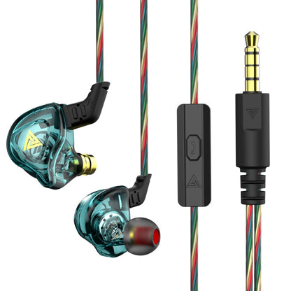 QKZ DMX Sports In-ear HIFI 3.5mm Wired Control Earphone with Mic(Cyan) - In Ear Wired Earphone by QKZ | Online Shopping South Africa | PMC Jewellery