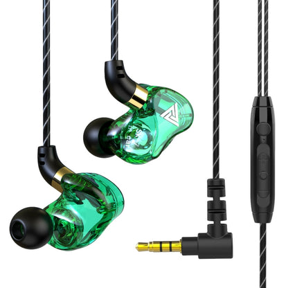 QKZ SK7 3.5mm Sports In-ear Copper Driver Wired HIFI Stereo Earphone with Mic(Green) - In Ear Wired Earphone by QKZ | Online Shopping South Africa | PMC Jewellery | Buy Now Pay Later Mobicred