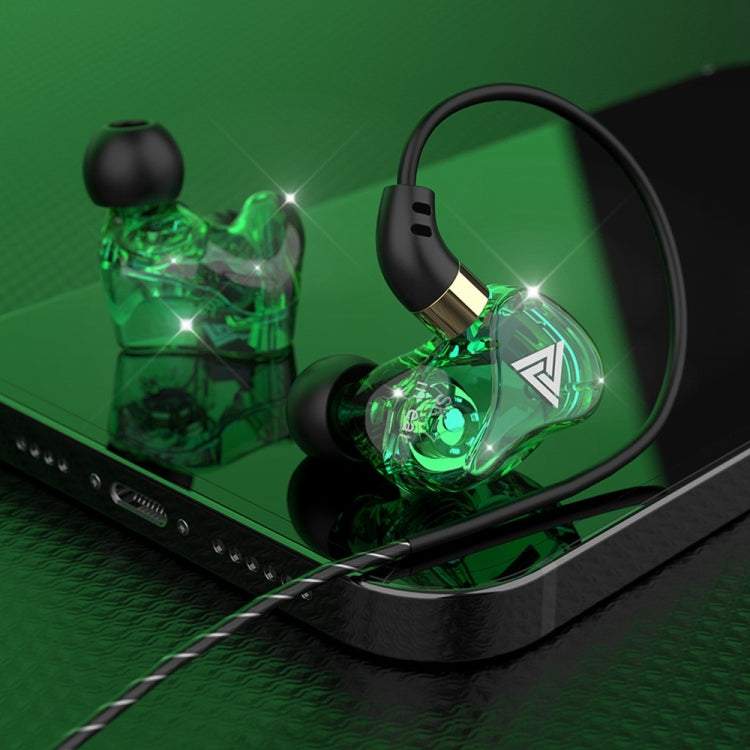 QKZ SK7 3.5mm Sports In-ear Copper Driver Wired HIFI Stereo Earphone with Mic(Green) - In Ear Wired Earphone by QKZ | Online Shopping South Africa | PMC Jewellery | Buy Now Pay Later Mobicred