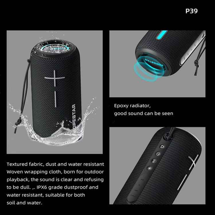 HOPESTAR P39 Outdoor Waterproof RGB Light Wireless Bluetooth Speaker(Black) - Waterproof Speaker by HOPESTAR | Online Shopping South Africa | PMC Jewellery | Buy Now Pay Later Mobicred