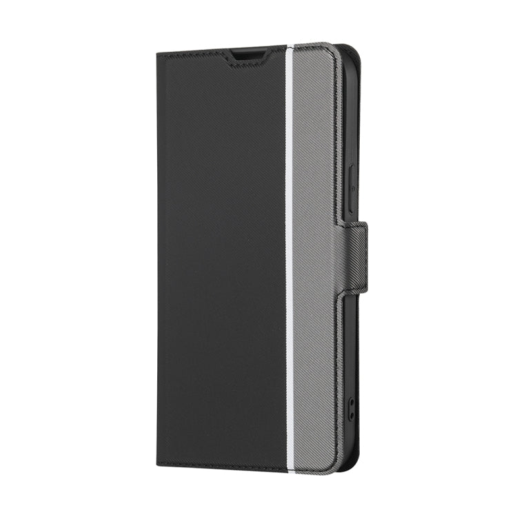 For OPPO Reno 8 5G Twill Texture Side Button Leather Phone Case(Black) - OPPO Cases by PMC TechLife | Online Shopping South Africa | PMC TechLife