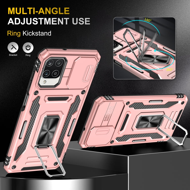 For Samsung Galaxy A12 5G/4G / M12 / F12 Armor PC + TPU Camera Shield Phone Case(Rose Gold) - Galaxy Phone Cases by PMC Jewellery | Online Shopping South Africa | PMC Jewellery