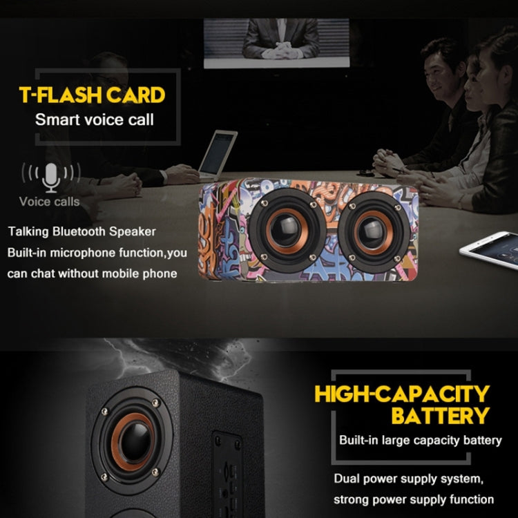 M5 Multifunctional Desktop Wooden Bluetooth Speaker Wireless Loudspeaker(Graffiti Color) - Desktop Speaker by PMC TechLife | Online Shopping South Africa | PMC TechLife