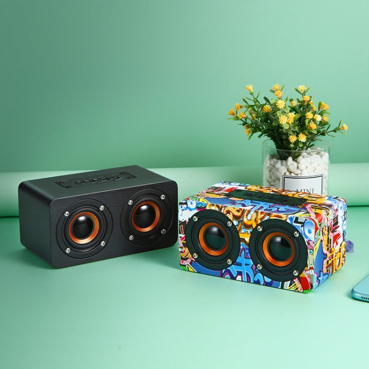 M5 Multifunctional Desktop Wooden Bluetooth Speaker Wireless Loudspeaker(Graffiti Color) - Desktop Speaker by PMC TechLife | Online Shopping South Africa | PMC TechLife