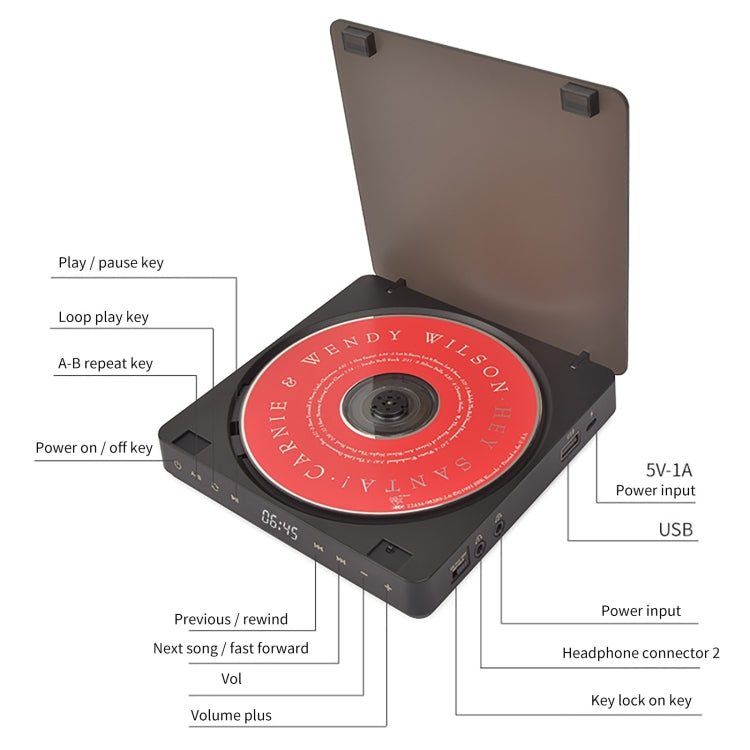 Kecag KC-708 Portable Retro Disc Album CD Player(Black) - free shipping - PMC TechLife - Order now!
