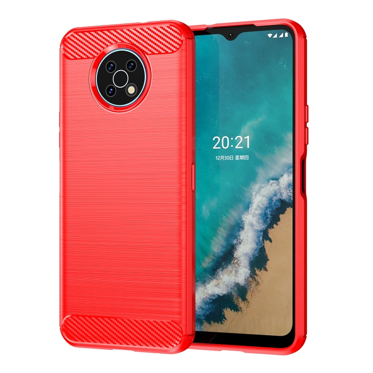 For Nokia G50 Brushed Texture Carbon Fiber TPU Phone Case(Red) - Nokia Cases by PMC Jewellery | Online Shopping South Africa | PMC Jewellery