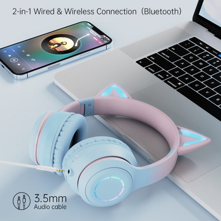 BT029C RGB Dual Modes Cat Ear Wireless Bluetooth Headphone(Green) - Headset & Headphone by PMC TechLife | Online Shopping South Africa | PMC TechLife