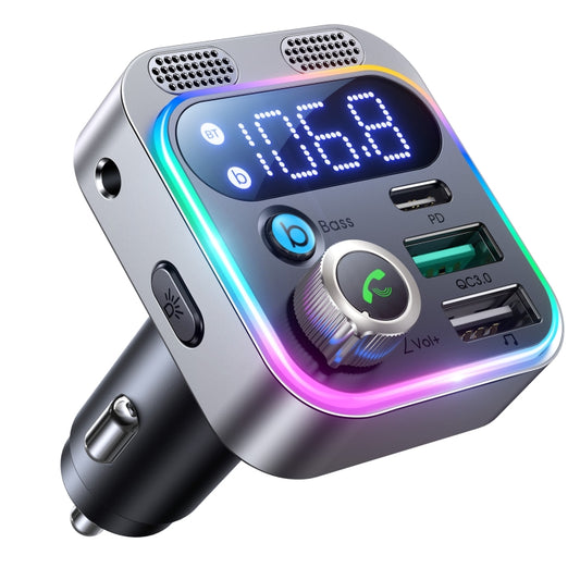 JOYROOM JR-CL16 48W Bluetooth 5.0 Car Wireless FM Transmitter(Silver) - Bluetooth Car Kits by JOYROOM | Online Shopping South Africa | PMC Jewellery | Buy Now Pay Later Mobicred