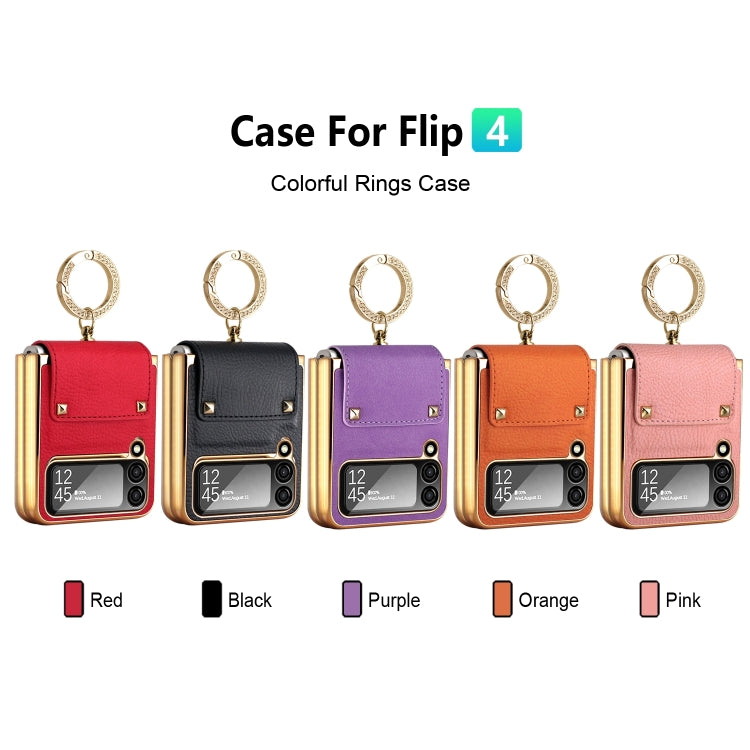 For Samsung Galaxy Z Flip4 5G GKK Colorful PU Phone Case with Ring Holder(Orange) - Galaxy Z Flip4 5G Cases by GKK | Online Shopping South Africa | PMC Jewellery