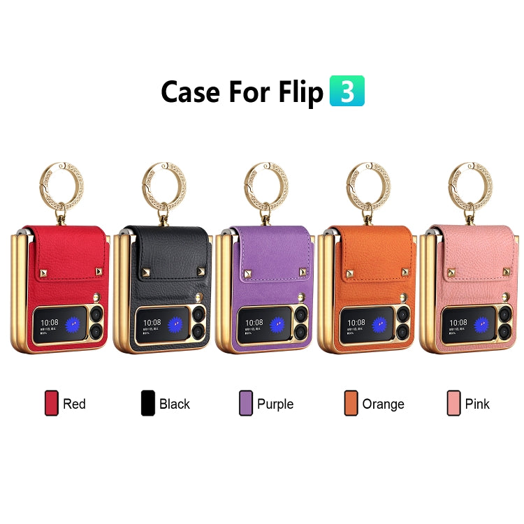 For Samsung Galaxy Z Flip3 5G GKK Colorful PU Phone Case with Ring Holder(Red) - Galaxy Phone Cases by GKK | Online Shopping South Africa | PMC Jewellery | Buy Now Pay Later Mobicred