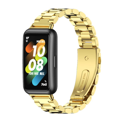 For Huawei Band 7 / 7 NFC MIJOBS Three-Bead Metal Stainless Steel Watch Band(Gold) - Watch Bands by MIJOBS | Online Shopping South Africa | PMC Jewellery | Buy Now Pay Later Mobicred