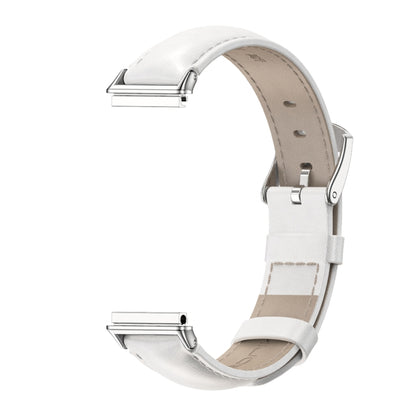 For Huawei Band 7 / 7 NFC MIJOBS Cowhide Leather Watch Band(White Silver) - Watch Bands by MIJOBS | Online Shopping South Africa | PMC Jewellery | Buy Now Pay Later Mobicred