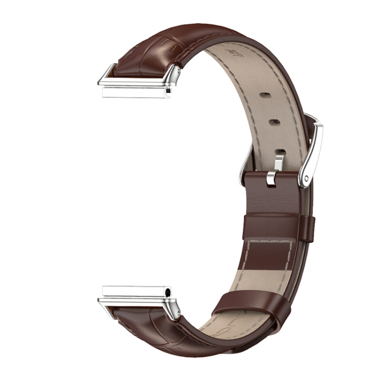 For Huawei Band 7 / 7 NFC MIJOBS Cowhide Leather Watch Band(Bamboo Joint Coffee Silver) - Watch Bands by MIJOBS | Online Shopping South Africa | PMC Jewellery | Buy Now Pay Later Mobicred