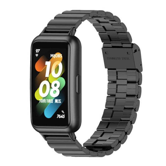 For Huawei Band 7 / 7 NFC Mijobs Bamboo Stainless Steel Metal Buckle Watch Band(Black) - Watch Bands by MIJOBS | Online Shopping South Africa | PMC Jewellery | Buy Now Pay Later Mobicred