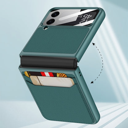 For Samsung Galaxy Z Flip4 GKK Ultra-thin Leather Phone Case with Card Slots(Dark Green) - Galaxy Z Flip4 5G Cases by GKK | Online Shopping South Africa | PMC Jewellery