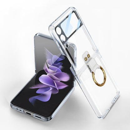 For Samsung Galaxy Z Flip4 GKK Integrated Electroplating Phone Case with Ring(Transparent) - Galaxy Z Flip4 5G Cases by GKK | Online Shopping South Africa | PMC Jewellery