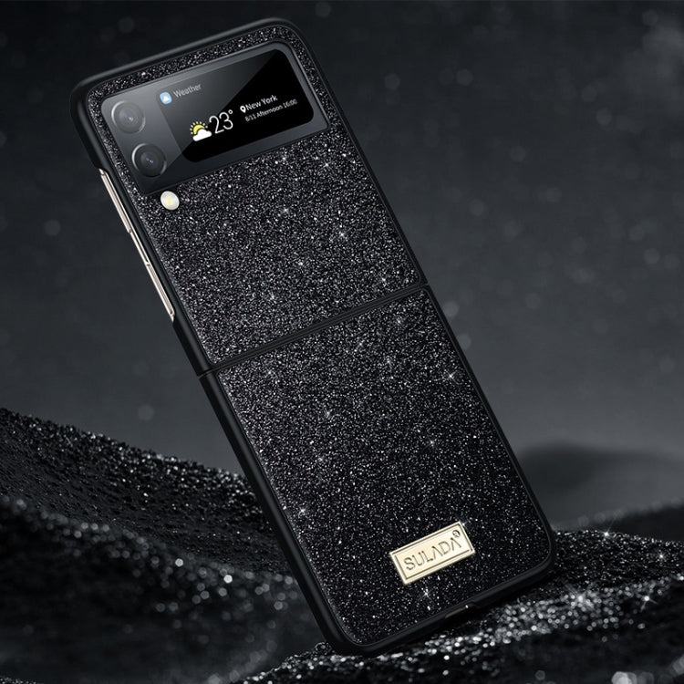 For Samsung Galaxy Z Flip4 SULADA Shockproof TPU + Handmade Leather Phone Case(Black) - Galaxy Z Flip4 5G Cases by SULADA | Online Shopping South Africa | PMC Jewellery | Buy Now Pay Later Mobicred