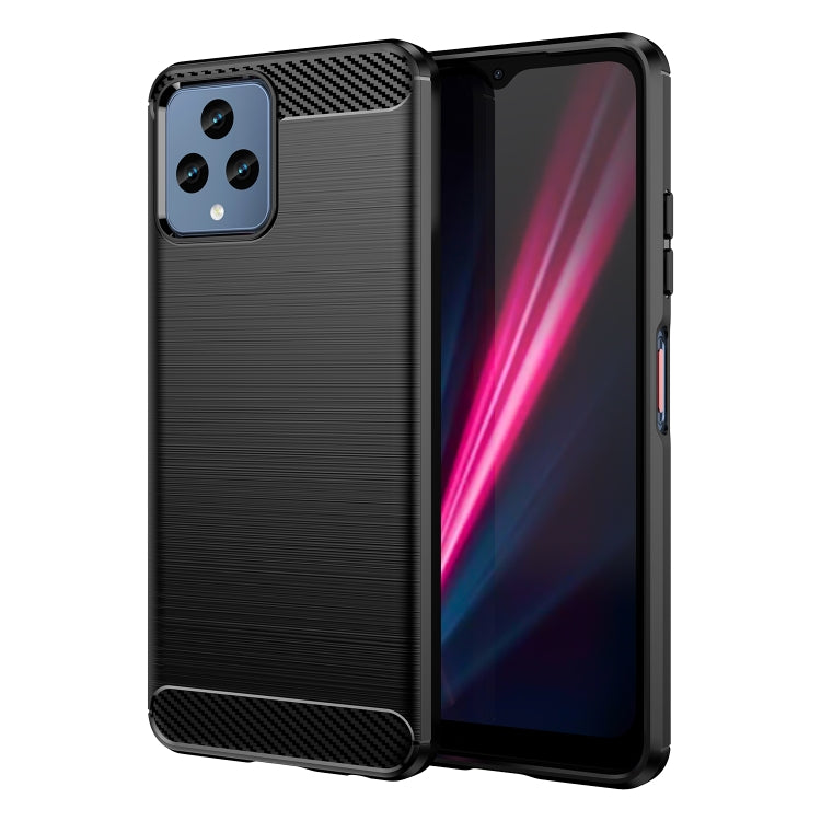 For T-Mobile REVVL 6 5G Brushed Texture Carbon Fiber TPU Phone Case (Black) - More Brand by PMC Jewellery | Online Shopping South Africa | PMC Jewellery