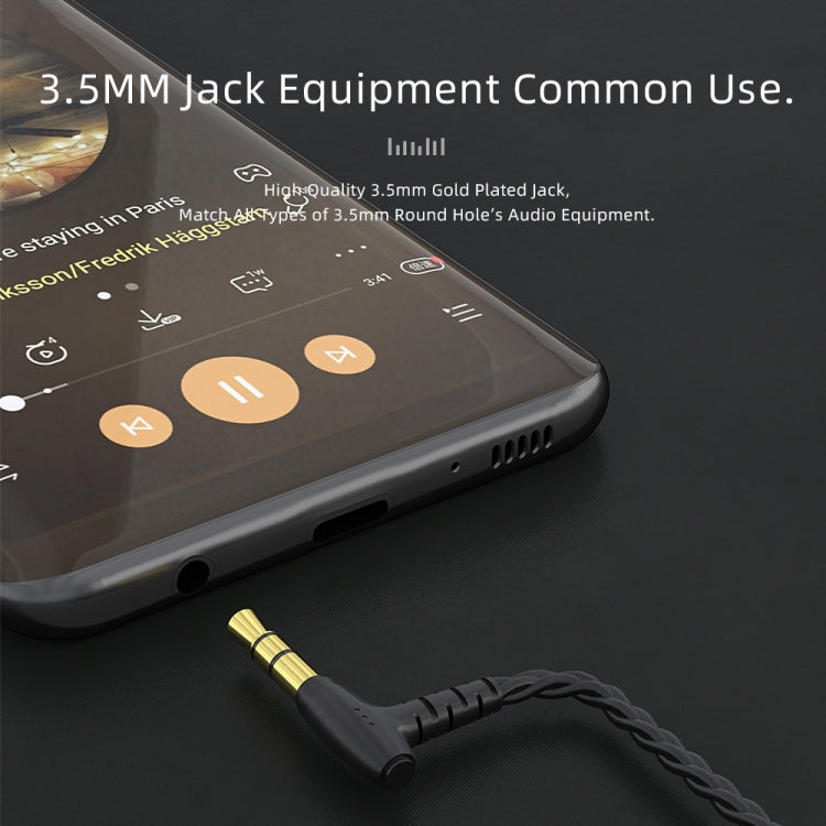 CVJ V2 1.25m Oxygen-free Copper Original 3.5mm Elbow Earphone Cable, Style:0.75mm No Mic(Black) - Cable & Splitter by CVJ | Online Shopping South Africa | PMC TechLife | Buy Now Pay Later Mobicred