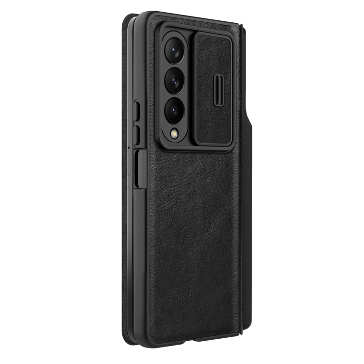 For Samsung Galaxy Z Fold4 5G NILLKIN QIN Series Pro Sliding Camera Cover Design Leather Phone Case(Black) - Galaxy Z Fold4 5G Cases by NILLKIN | Online Shopping South Africa | PMC Jewellery