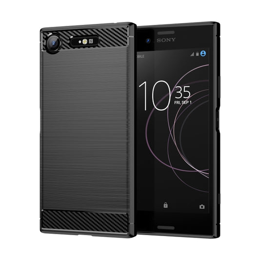 For Sony Xperia XZ1 Brushed Texture Carbon Fiber TPU Phone Case(Black) - Sony Cases by PMC Jewellery | Online Shopping South Africa | PMC Jewellery