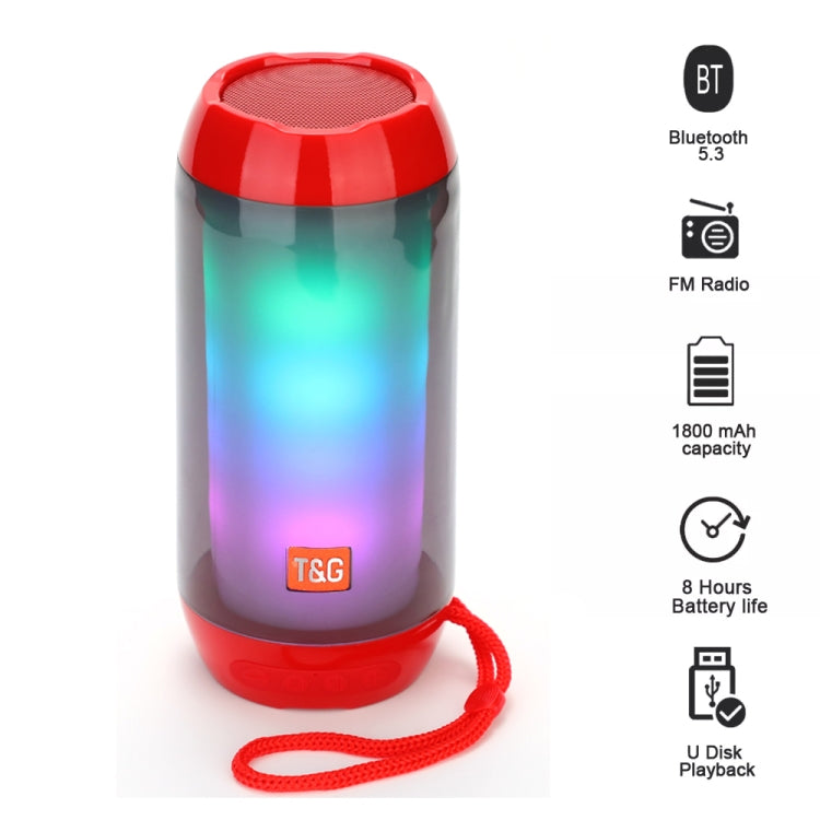 T&G TG643 Portable LED Light Waterproof Subwoofer Wireless Bluetooth Speaker(Green) - Waterproof Speaker by T&G | Online Shopping South Africa | PMC Jewellery | Buy Now Pay Later Mobicred