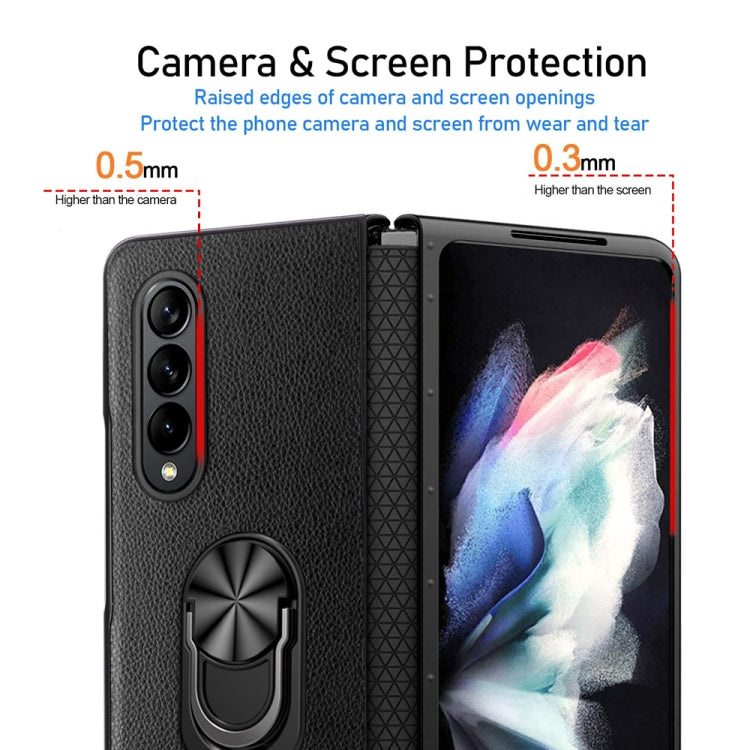 For Samsung Galaxy Z Fold4 GKK Litchi Pattern Foldable Protective Phone Case with Ring Holder(Gold) - free shipping - PMC TechLife - Order now!