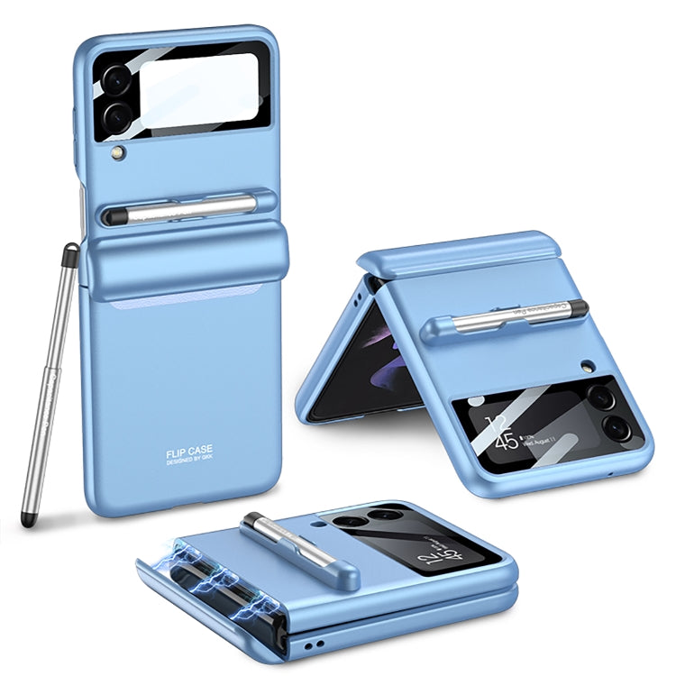 For Samsung Galaxy Z Flip4 GKK Magnetic Full Coverage Phone Flip Case with Pen(Blue) - Galaxy Z Flip4 5G Cases by GKK | Online Shopping South Africa | PMC Jewellery