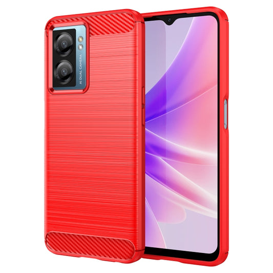 For OPPO A57S Carbon Fiber Brushed Texture TPU Case(Red) - OPPO Cases by PMC Jewellery | Online Shopping South Africa | PMC Jewellery