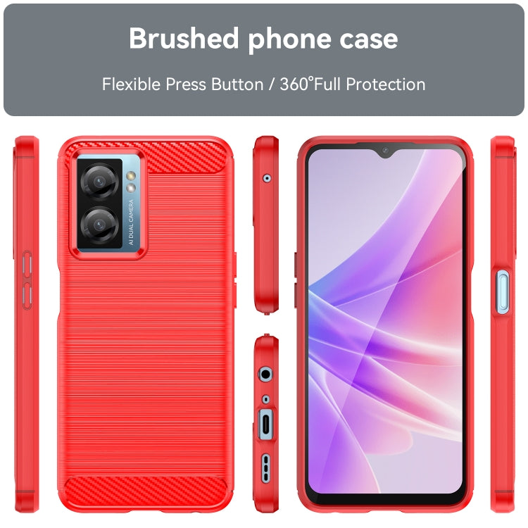 For OPPO A57S Carbon Fiber Brushed Texture TPU Case(Red) - OPPO Cases by PMC Jewellery | Online Shopping South Africa | PMC Jewellery