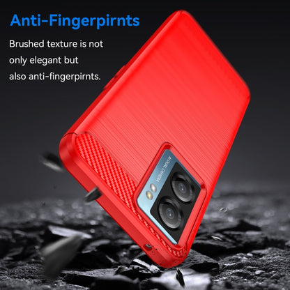 For OPPO A57S Carbon Fiber Brushed Texture TPU Case(Red) - OPPO Cases by PMC Jewellery | Online Shopping South Africa | PMC Jewellery