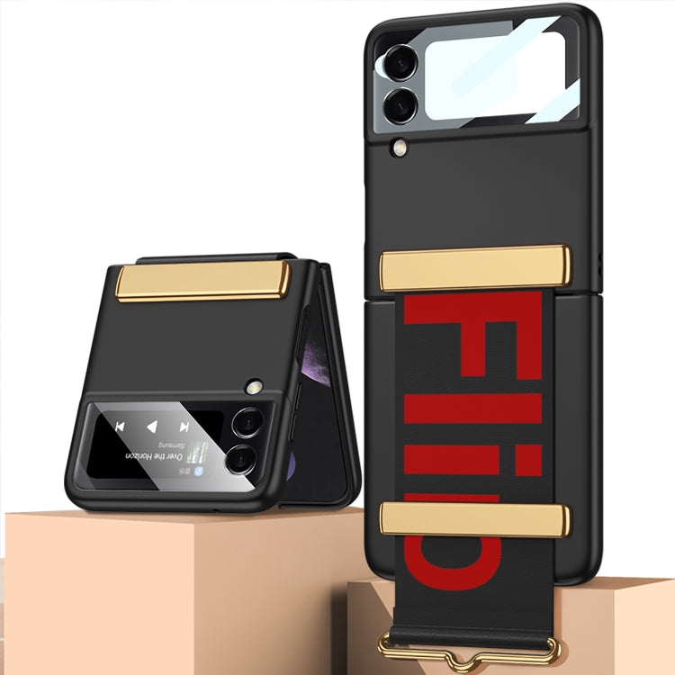 For Samsung Galaxy Z Flip4 GKK Ultra-thin Full Coverage Phone Flip Case with Wristband(Black) - Galaxy Z Flip4 5G Cases by GKK | Online Shopping South Africa | PMC TechLife | Buy Now Pay Later Mobicred