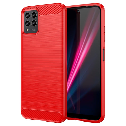 For T-Mobile REVVL 6 Pro 5G Brushed Texture Carbon Fiber TPU Phone Case(Red) - More Brand by PMC Jewellery | Online Shopping South Africa | PMC Jewellery