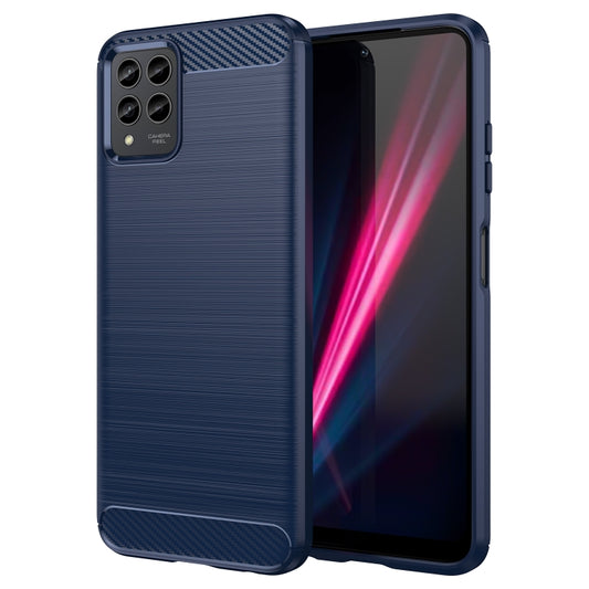 For T-Mobile REVVL 6 Pro 5G Brushed Texture Carbon Fiber TPU Phone Case(Blue) - More Brand by PMC Jewellery | Online Shopping South Africa | PMC Jewellery