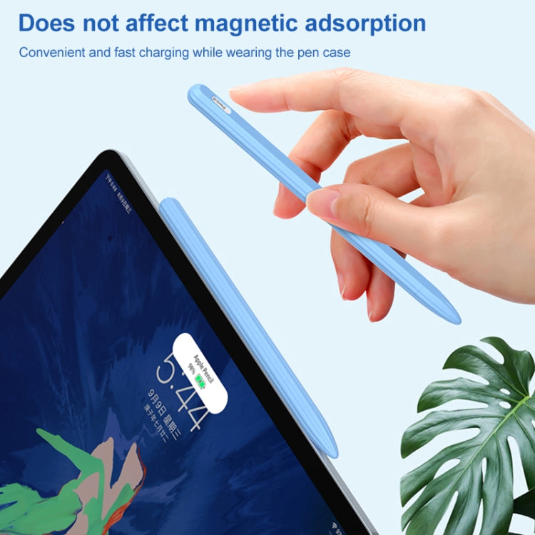 3 in 1 Striped Liquid Silicone Stylus Case with Two Tip Caps For Apple Pencil 1(Grey) - Pencil Accessories by PMC TechLife | Online Shopping South Africa | PMC TechLife