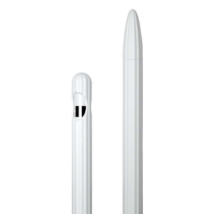 3 in 1 Striped Liquid Silicone Stylus Case with Two Tip Caps For Apple Pencil 2(White) - Pencil Accessories by PMC TechLife | Online Shopping South Africa | PMC TechLife