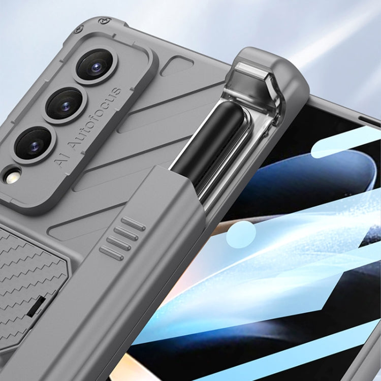 For Samsung Galaxy Z Fold4 GKK Integrated Magnetic Armor Flip Phone Case With Pen Box(Silver) - free shipping - PMC TechLife - Order now!