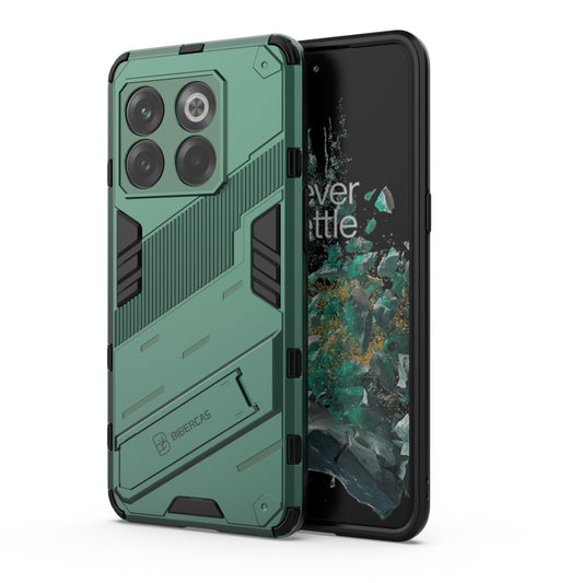 For OnePlus 10T 5G Punk Armor PC + TPU Phone Case with Holder(Green) - OnePlus Cases by PMC Jewellery | Online Shopping South Africa | PMC Jewellery