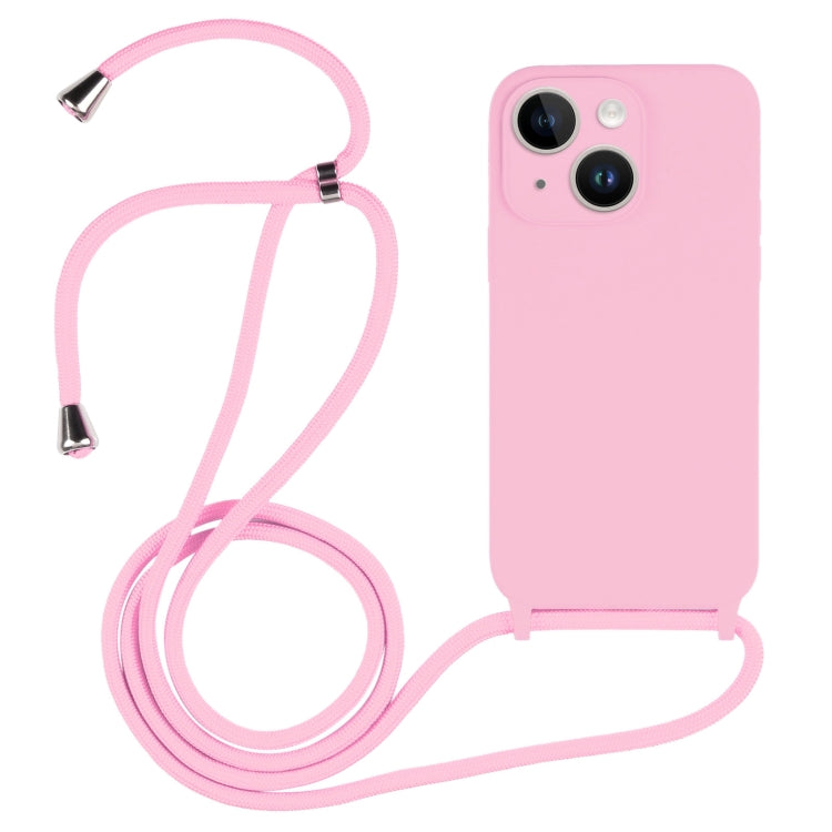 For iPhone 14 Crossbody Lanyard Liquid Silicone Case(Pink) - iPhone 14 Cases by PMC Jewellery | Online Shopping South Africa | PMC Jewellery