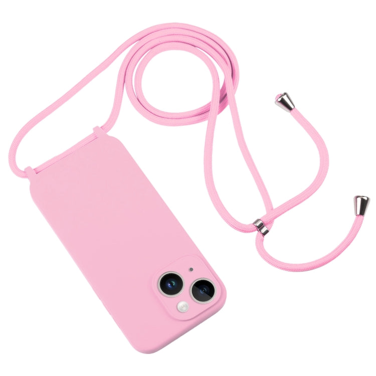 For iPhone 14 Crossbody Lanyard Liquid Silicone Case(Pink) - iPhone 14 Cases by PMC Jewellery | Online Shopping South Africa | PMC Jewellery