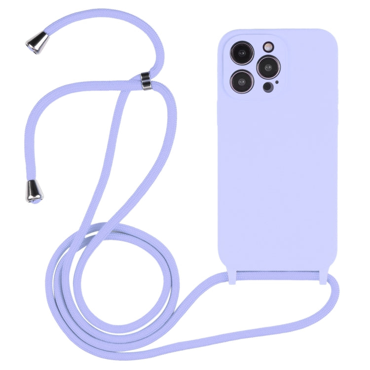 For iPhone 14 Pro Max Crossbody Lanyard Liquid Silicone Case(Light Purple) - iPhone 14 Pro Max Cases by PMC TechLife | Online Shopping South Africa | PMC TechLife