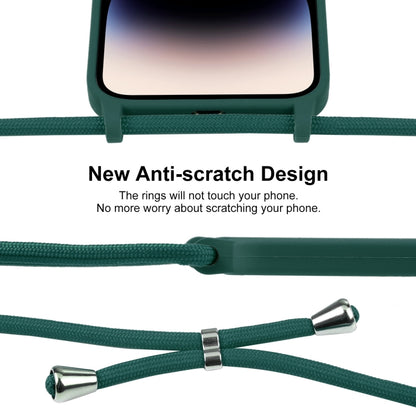 For iPhone 14 Pro Max Crossbody Lanyard Liquid Silicone Case(Pine Needle Green) - iPhone 14 Pro Max Cases by PMC Jewellery | Online Shopping South Africa | PMC Jewellery