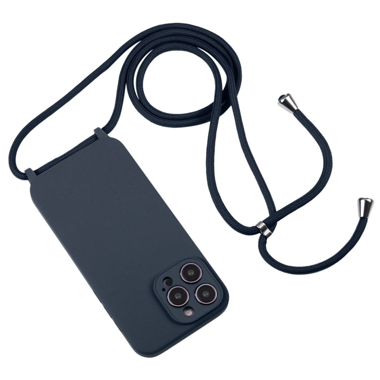 For iPhone 14 Pro Max Crossbody Lanyard Liquid Silicone Case(Midnight Blue) - iPhone 14 Pro Max Cases by PMC Jewellery | Online Shopping South Africa | PMC Jewellery